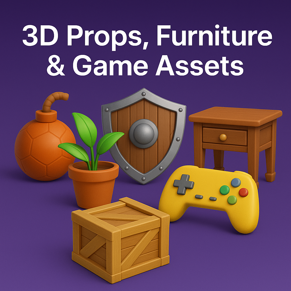 Props, furniture and game asset 3d models
